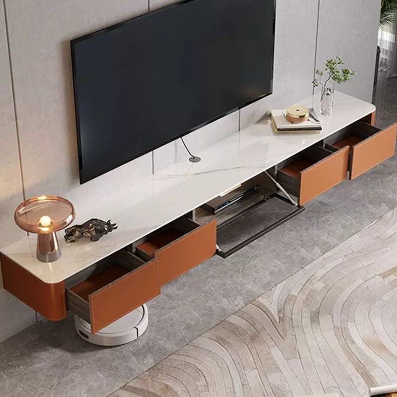 Contemporary TV Console Wall Mounted Stone Media Console for Home