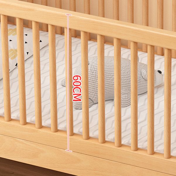 Traditional Solid Wood Nursery Bed Guardrail Washed Natural Baby Crib