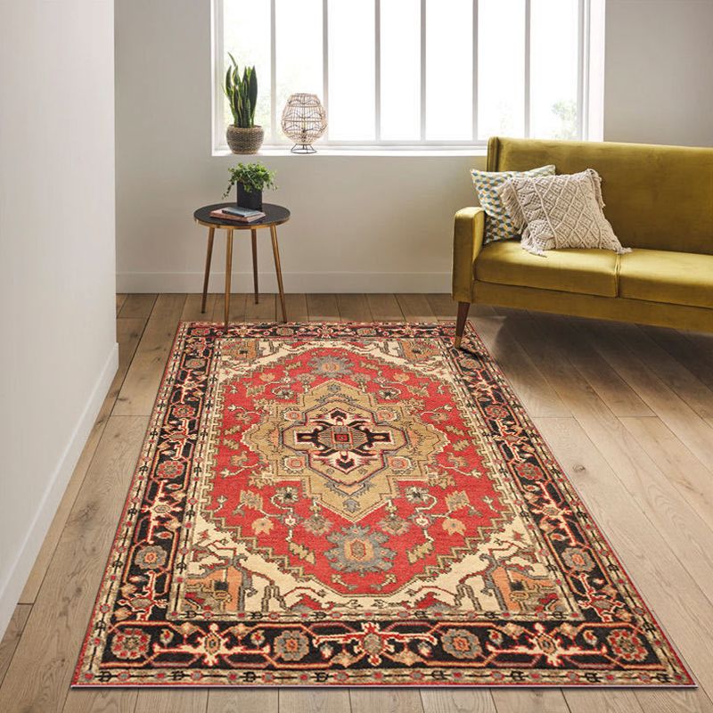 Persian Geometric Pattern Rug Multicolored Synthetics Area Rug Non-Slip Backing Easy Care Indoor Rug for Decor