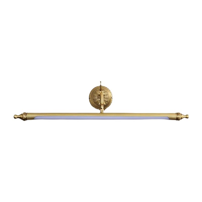 1 Light Metal Linear Mirror Wall Lighting Modern Style Wall Mounted Light Fixture in Brass