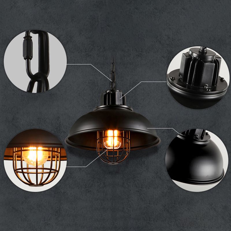 Black Wire Cage Hanging Pendant Light Industrial Metal Restaurant Pendant Ceiling Light