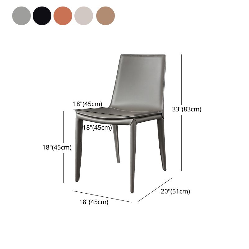 Faux Leather Modern Dining Room Chair Matte Finish Solid Back Dining Armless Chair