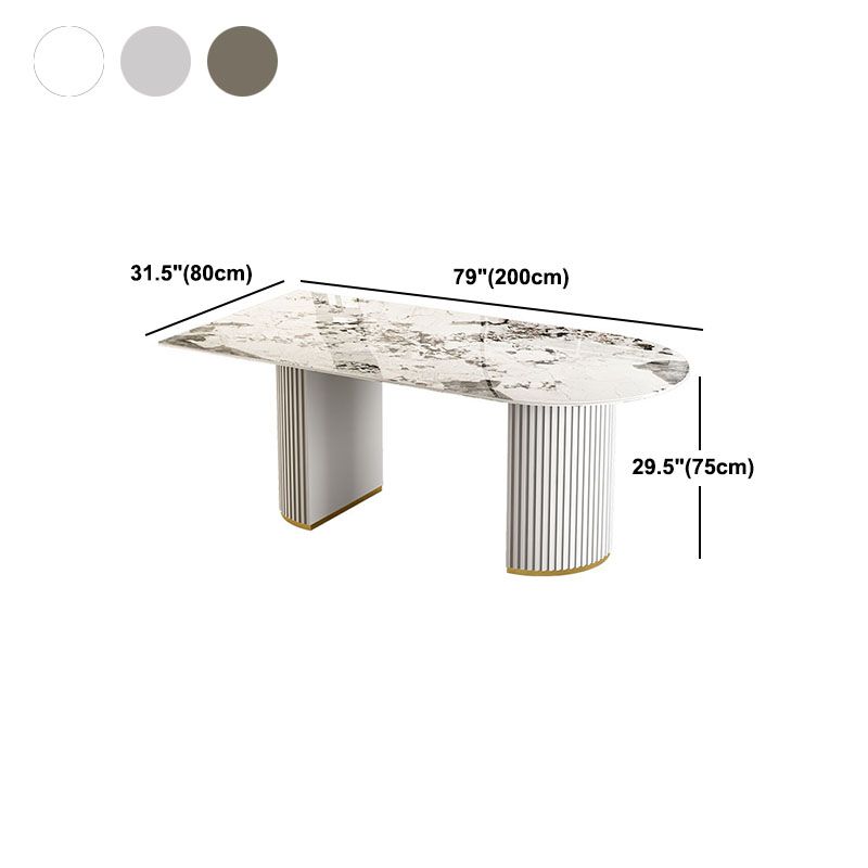 Irregular Shape Dining Table for Restaurant Sintered Stone Table with Double Pedestal