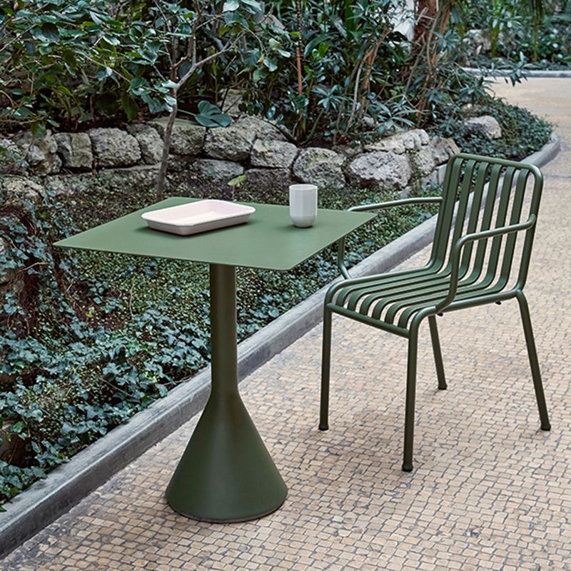 Contemporary Metal Patio Table Round/Square Water Resistant in Green