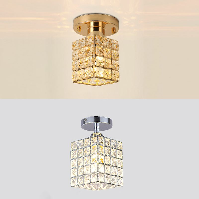 Houehold Crystal Ceiling Light Simple Flush Mount Light Fixture for Bedroom