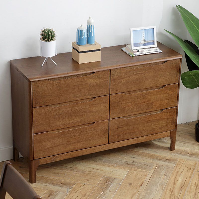 Rubber Wood Storage Chest Dresser Modern Storage Chest with Drawers for Bedroom