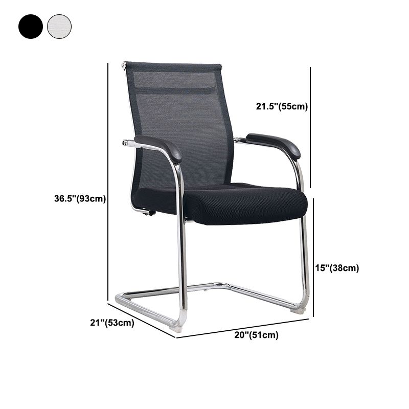 20" Wide Contemporary Desk Chair Black Fixed Arms Mid Back Office Chair