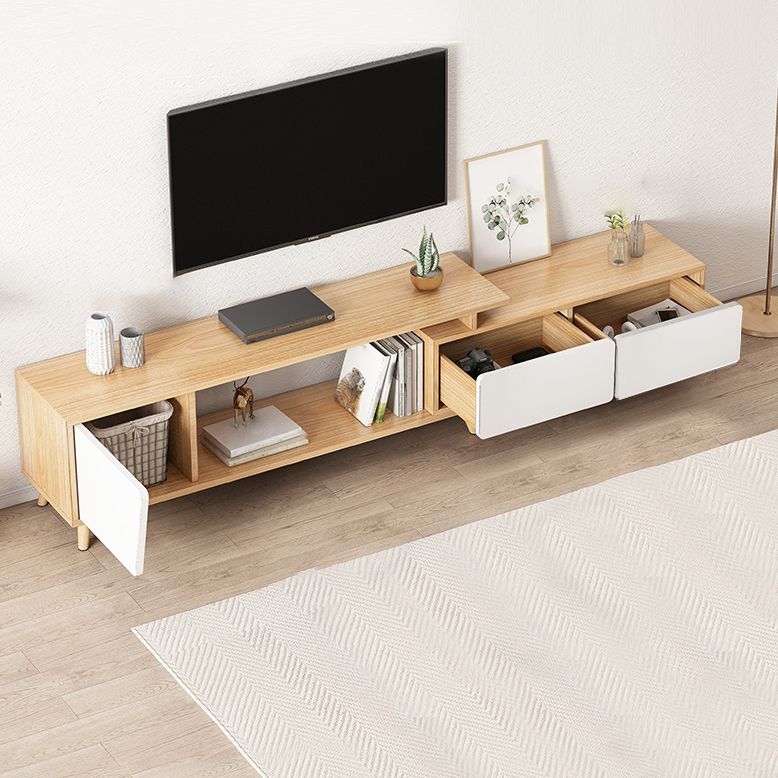 Scandinavian TV Media Stand with Drawers Engineered Wood TV Stand