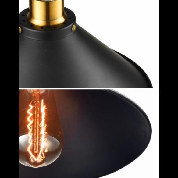 Mini de style industriel vintage Light Light Black Soucoucer Shade Metal Suspended Light pour la cuisine de la chambre