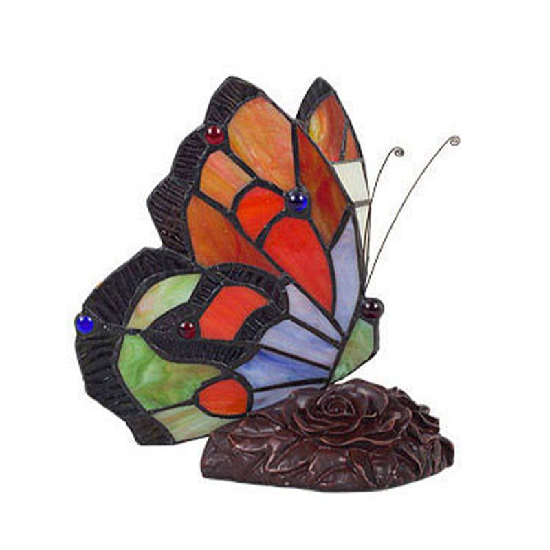 Handcrafted Art Glass Butterfly Table Lamp Tiffany-Style Night Table Lamp