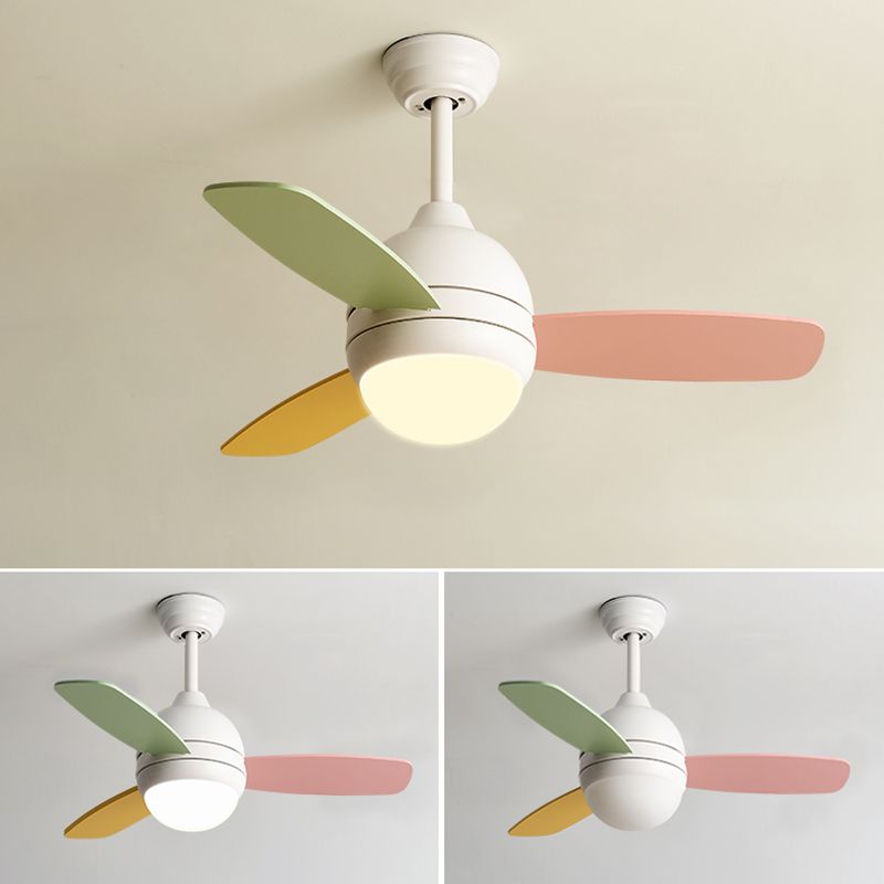 Dome Shape Metal Ceiling Fan Lighting Kids Style 1 Light Ceiling Fan Lamp