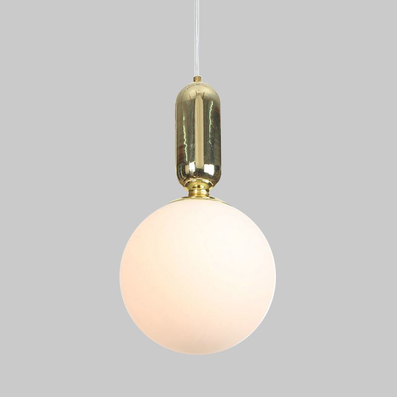 Milky White Glass Globe Hanging Light Single Bulb Modern Simplicity Style Pendant Lamp for Bedroom