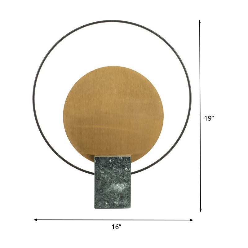 Luce circolare a LED Modernismo Modernismo lampada da scrivania piccola in verde con base di marmo rettangolo