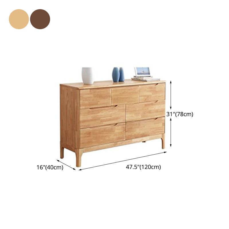 Rubber Wood Storage Chest Dresser Modern Bedroom Storage Chest with Drawers