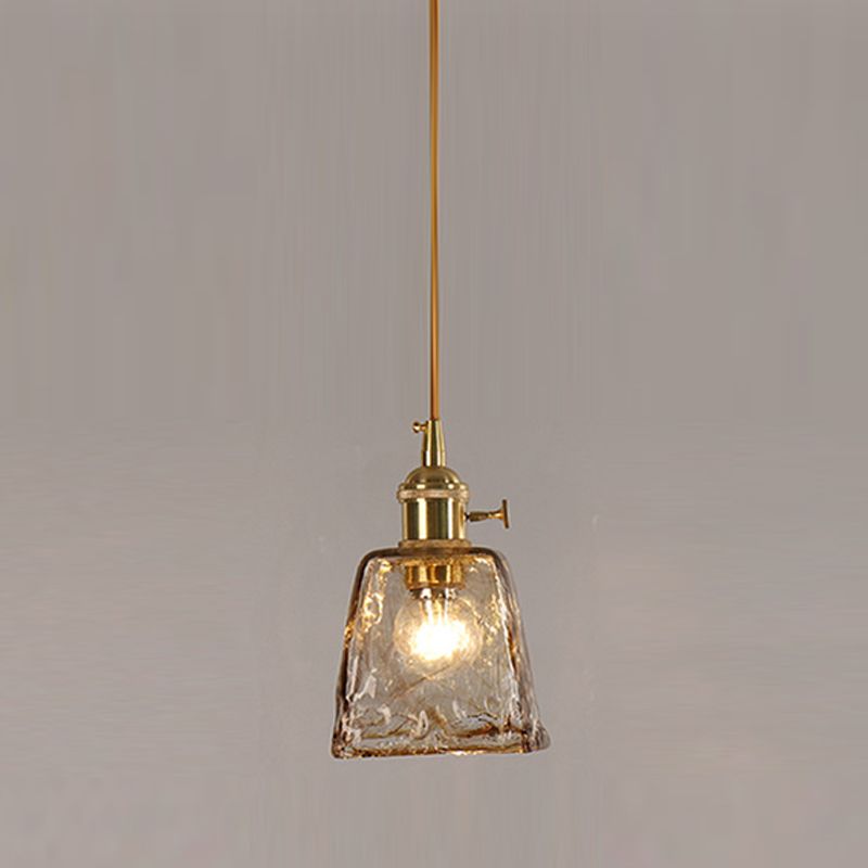 1 Light Hanging Glass Lamp Geometrical Pendant Industrial Metal Hanging Light in Amber