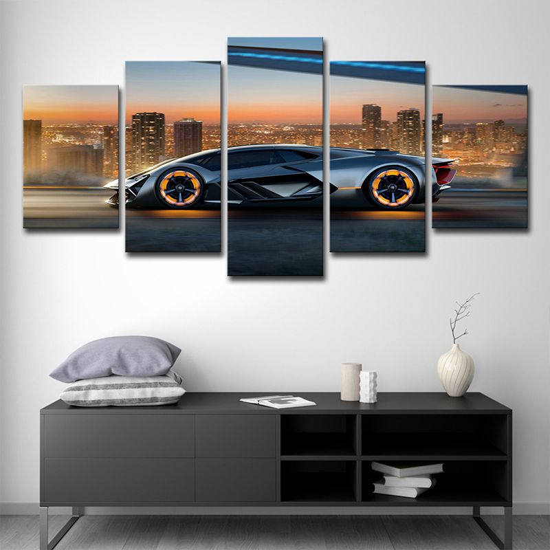 Modern Lamborghini Sports Car Art Print Canvas Multi-Piece Black Wall Decor for Boys Room