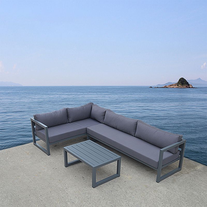 Modern & Contemporary Outdoor Loveseat UV Resistant Gray Fabric Cushion