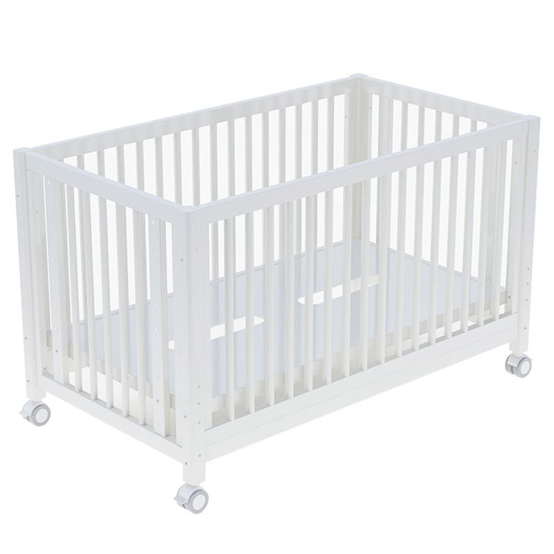 Convertible Crib Baby Crib Beech White Nursery Crib with Casters