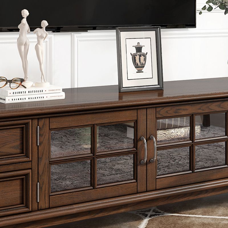 Traditional TV Media Console Solid Wood TV Console with Drawers