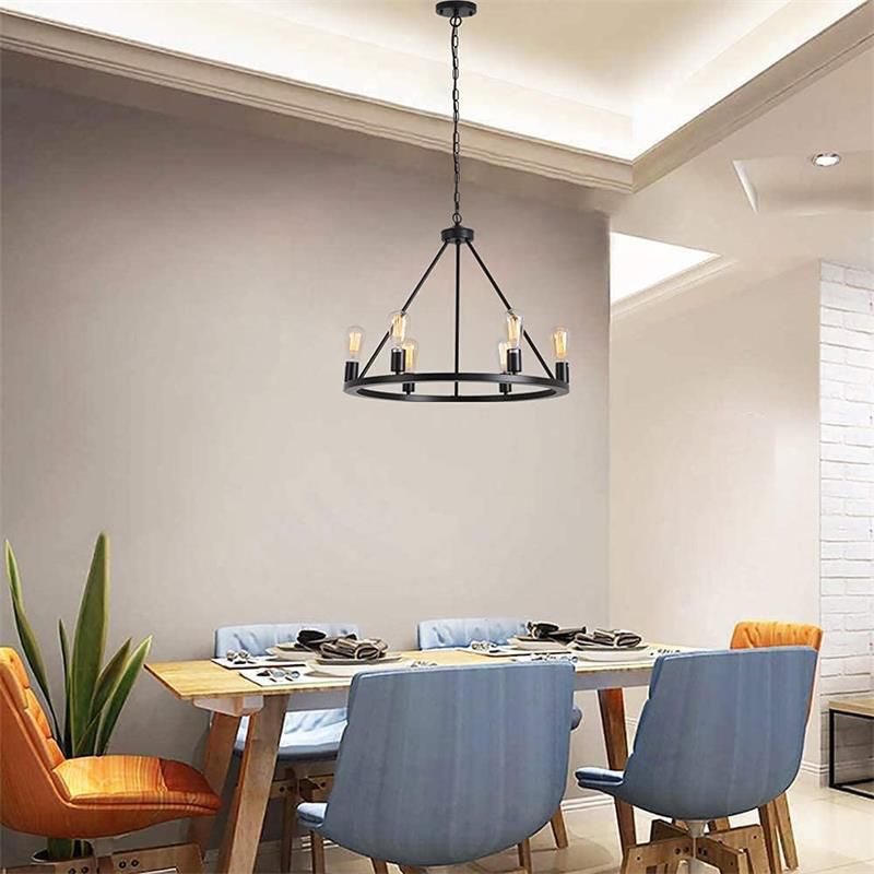 Wohnzimmer Kronleuchter schwarzer sechs Kopf Industriestil Hanging Fixture