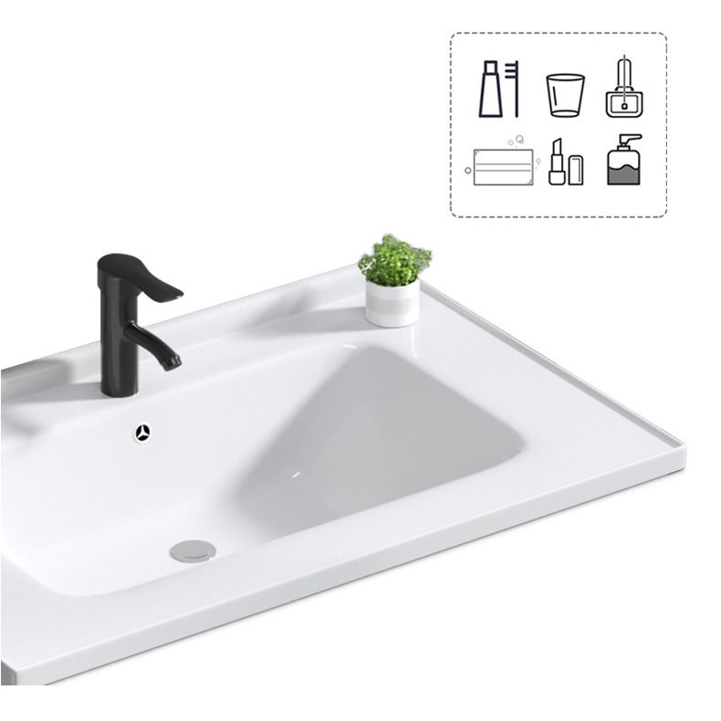 Metal Frame Bathroom Vanity White Single Sink Wall-Mounted 2 Doors Vanity with Mirror