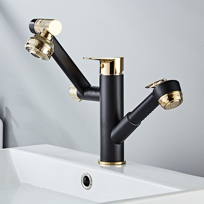 Glam Vessel Faucet Brass Lever Handles Swivel Spout Basin Lavatory Faucet