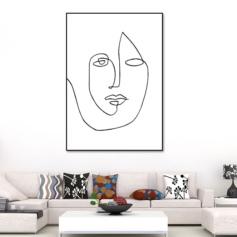 Scandinavian Style Novelty Figure Art in White Textured Wall Decor for Living Room