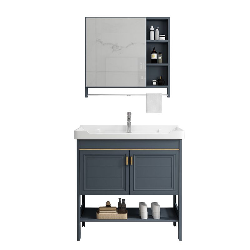 Metal Frame Vanity Shelving Included Single Sink Freestanding Bathroom Vanity