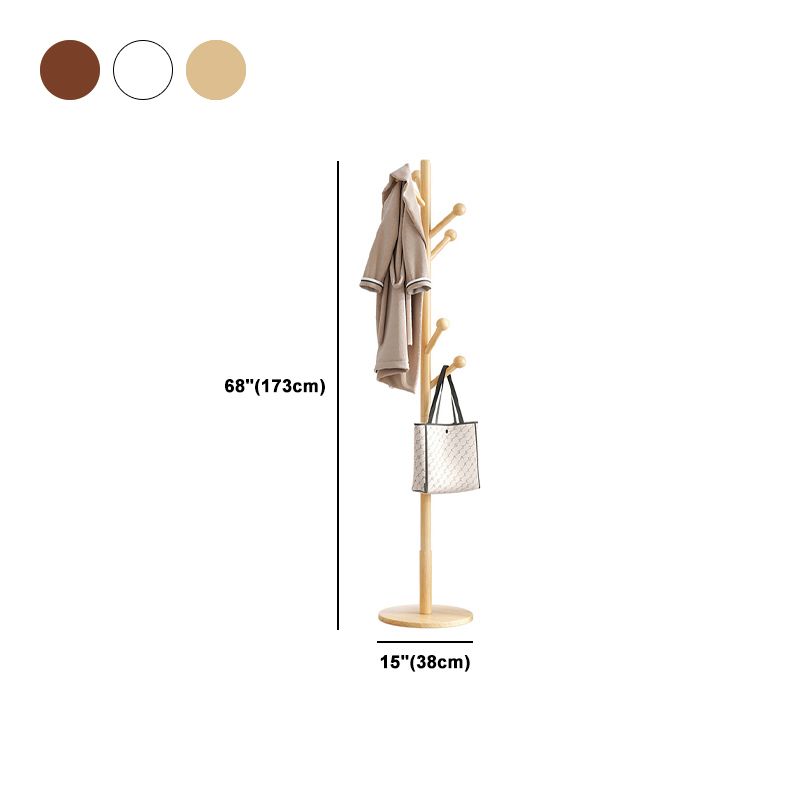 Hall Tree Modern Hooks Free Standing Solid Wood in Bedroom Coat Hanger