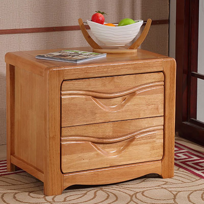 2 Drawers Accent Table Nightstand 19.68" Tall Contemporary Bed Nightstand