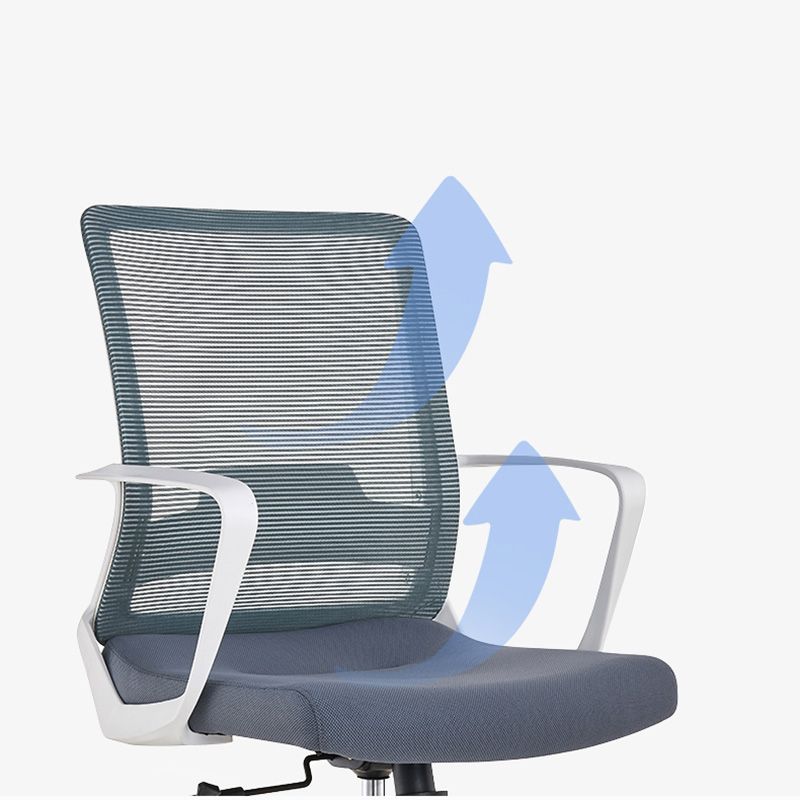 Modern Ribbed Mid Back Office Chair Chrome Arms Chair with Castor