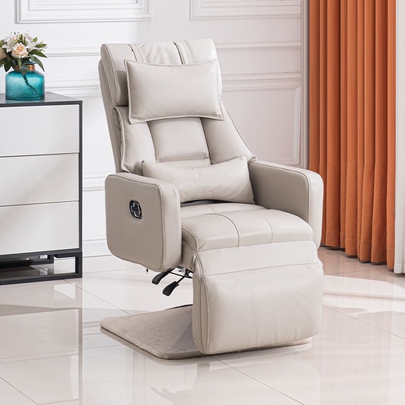 Manual-Handle Swivel Standard Recliner Solid Color Faux Leather Recliner Chair