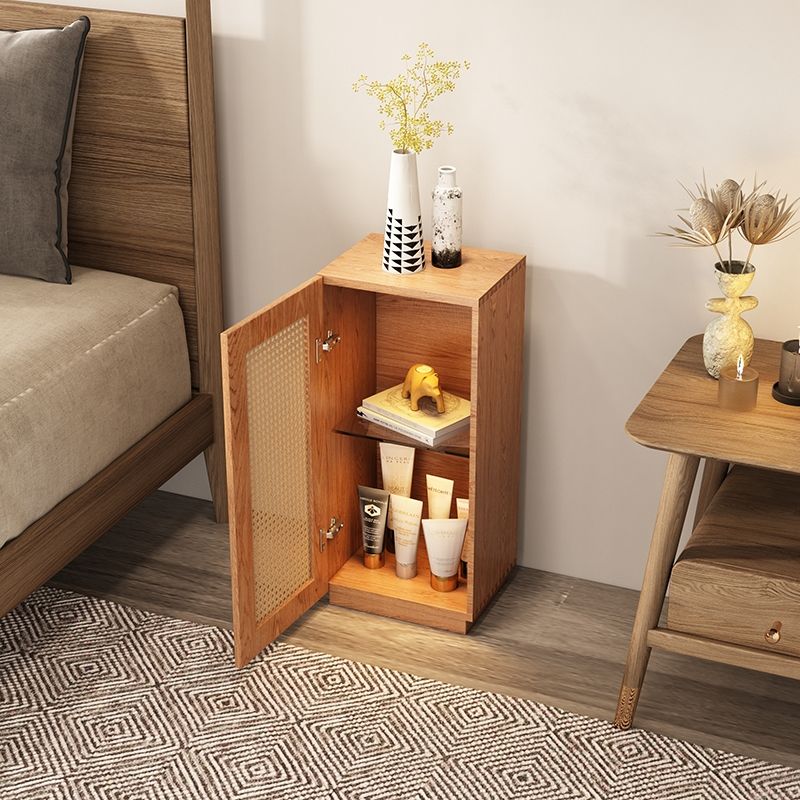 Solid Wood Bedside Cabinet Pine Doors Included Modern Night Table