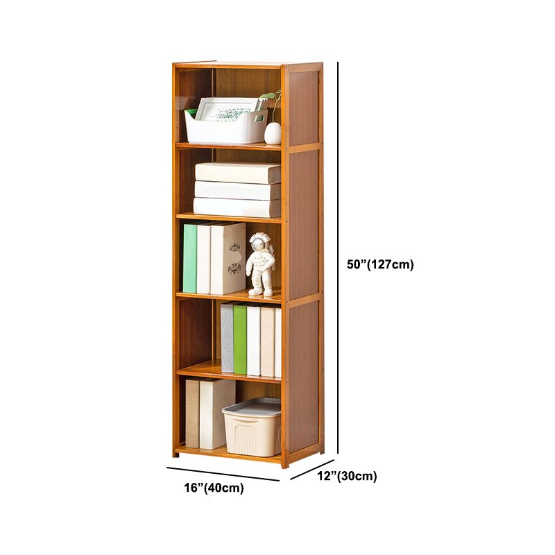 Contemporary Bamboo Book Shelf Closed Back Brown Shelf Bookcase for Home