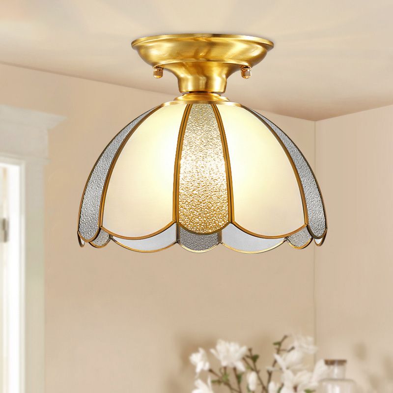 Bowl Ceiling Mounted Fixture Simplistic Gold Glass Close to Ceiling Lighting Fixture