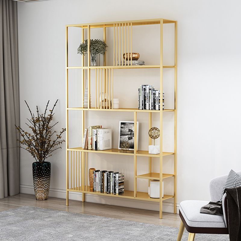 Metal Open Back Bookshelf Industrial Vertical Bookcase for Living Room