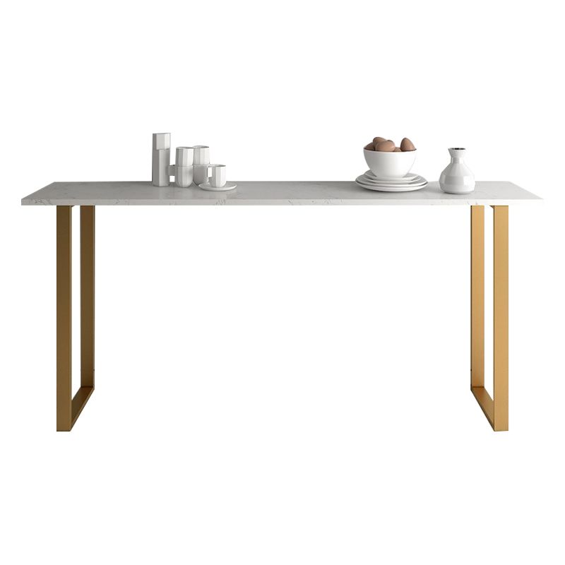 Stone Bar Table Traditional Luxury Rectangle Bar Table with Sled Base in Gold