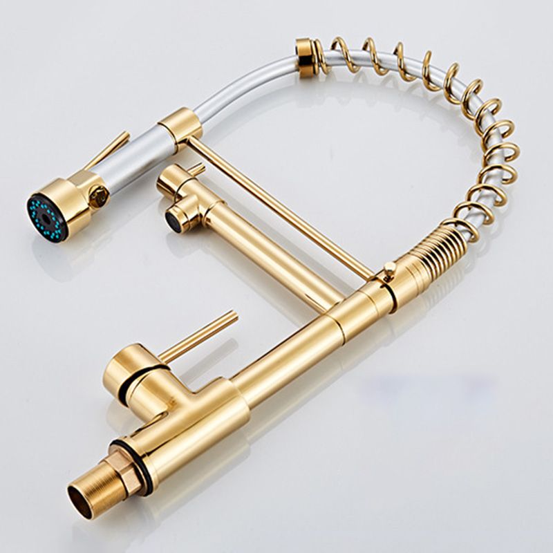 Glam Sink Faucet Brass Lever Handles Spring Neck Swivel Spout Bathroom Vessel Faucet