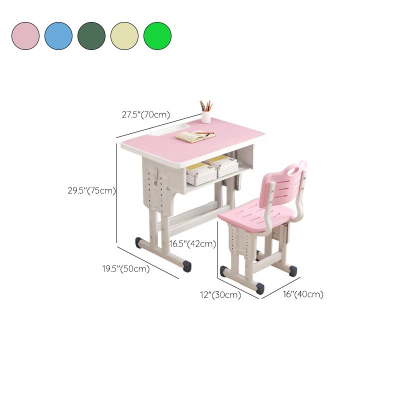 Contemporary Writing Desk with Shelf Desk and Chair Set in Wood