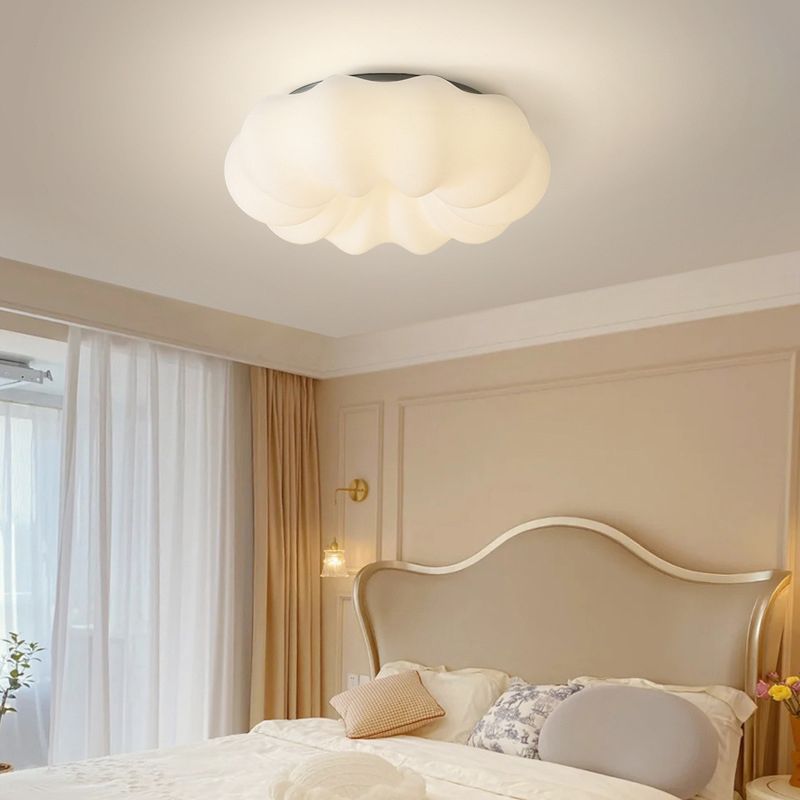 LED Flush Mount Lighting Contemporary White Shaded Ceiling Light for Foyer