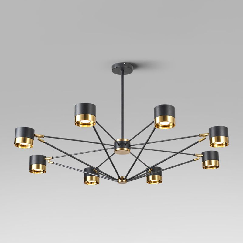 Cylindre postmoderne Chandelier Black Multi Light Chandelier Pendant pour salle à manger