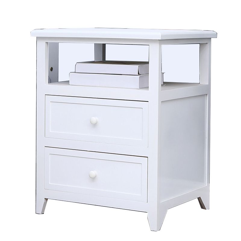 Modern Solid Wood Nightstand Drawers Storage 21 Inch H Legs Included Night Table