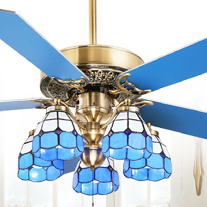 Mediterranean Style Ceiling Fan Lamp Circle Shape Ceiling Fan Light for Bedroom