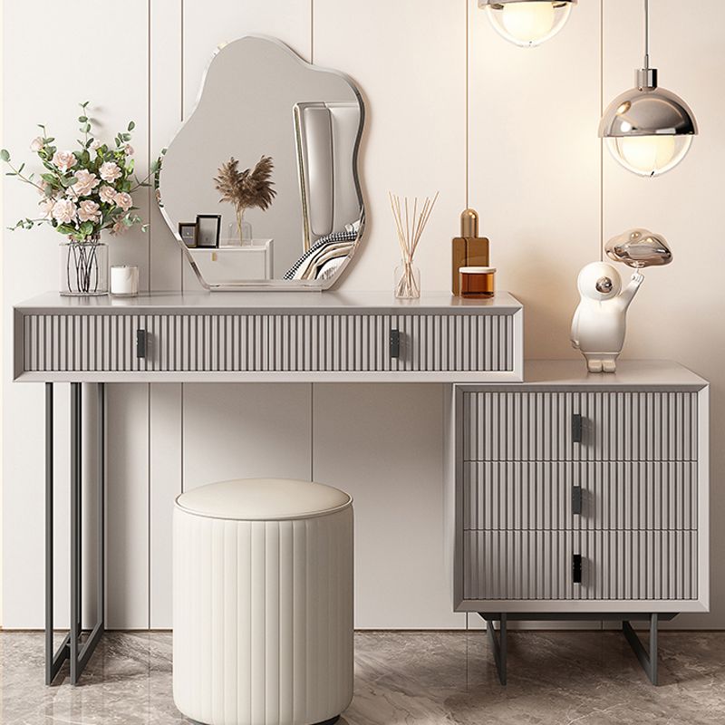 Modern Stone White Vanity Desk 5-Drawers Vanity Dressing Table