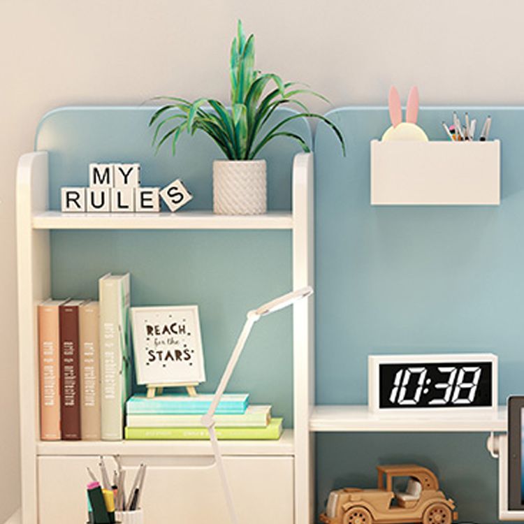 Contemporary Adjustable Student Table with Storage Shelves in Wood