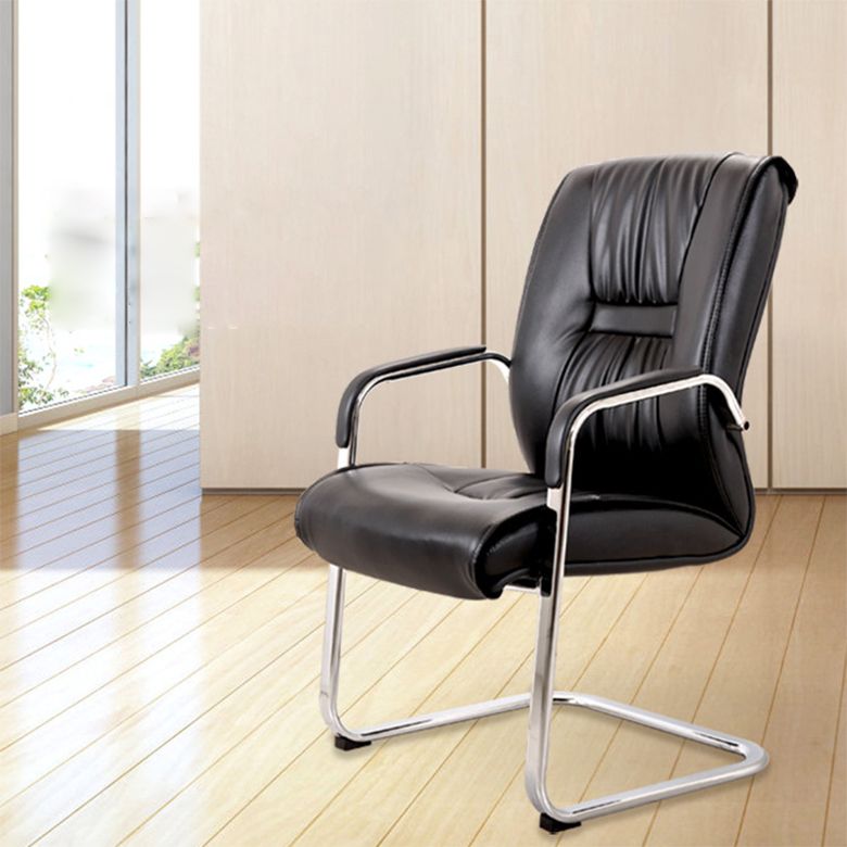 Contemporary Leather Task Chair Padded Arms Desk Chair for Office