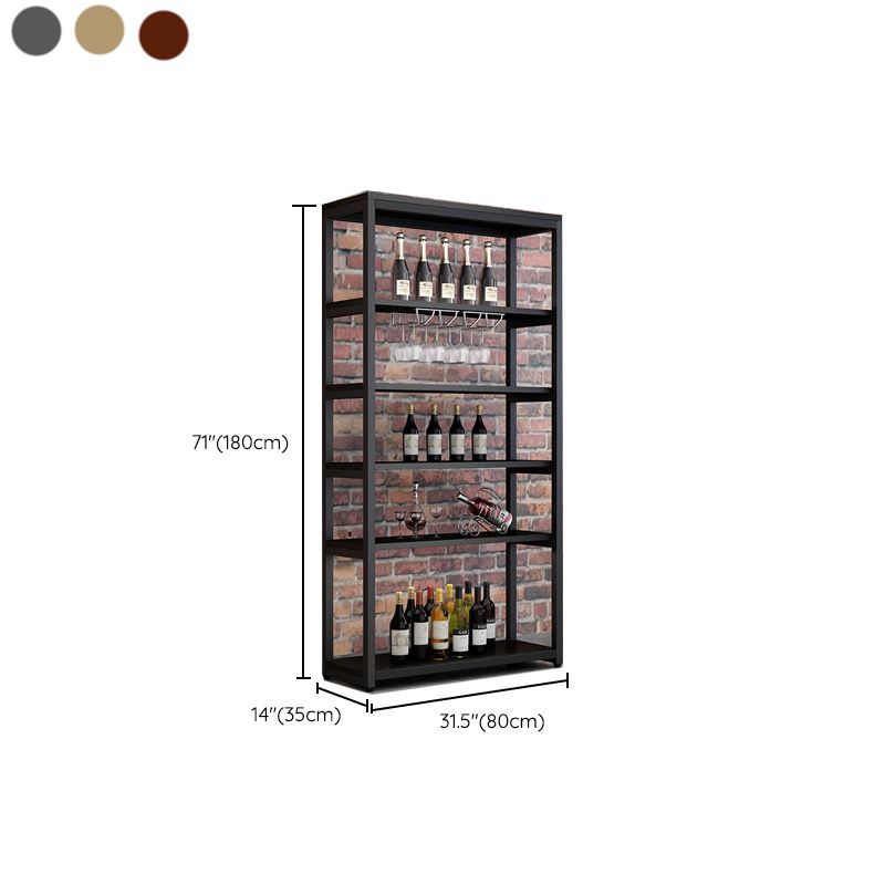 Metal Floor Wine Bottle & Glass Rack Modern Wooden Wine Holder for Kitchen