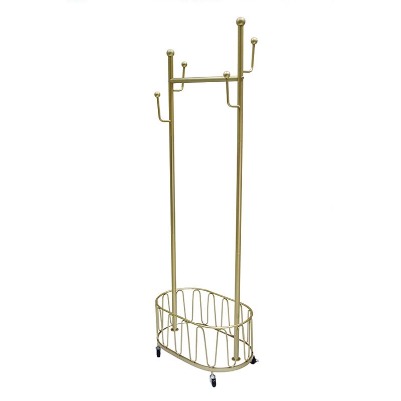 Luxurious Clothes Hanger Free Standing Storage Basket Coat Rack with Castors