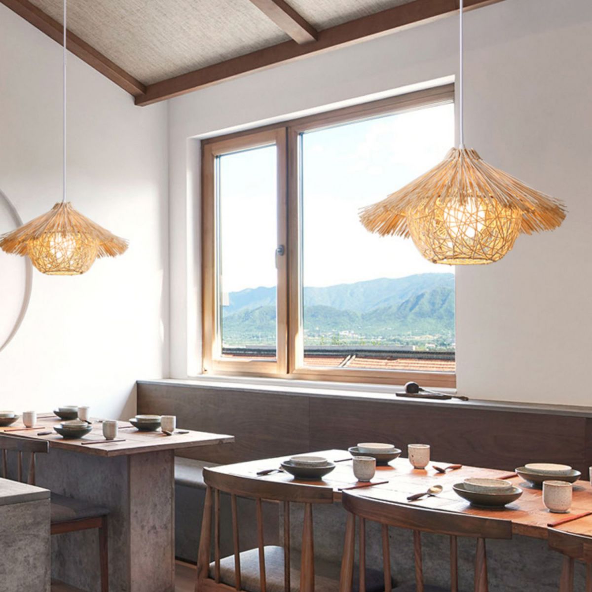 Lampada a sospensione a forma di nido rattan Light Asia Assiction Bening Light for Restaurant