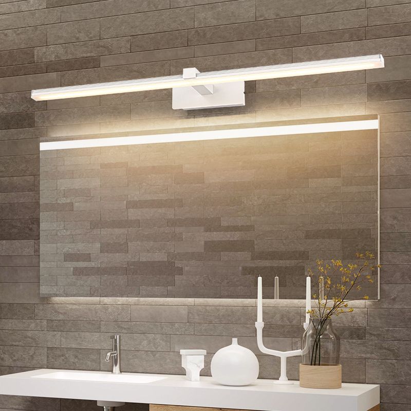 Linear Shape Vanity Light Contemporary Metal Single Light LED Mirror Light for Bathroom